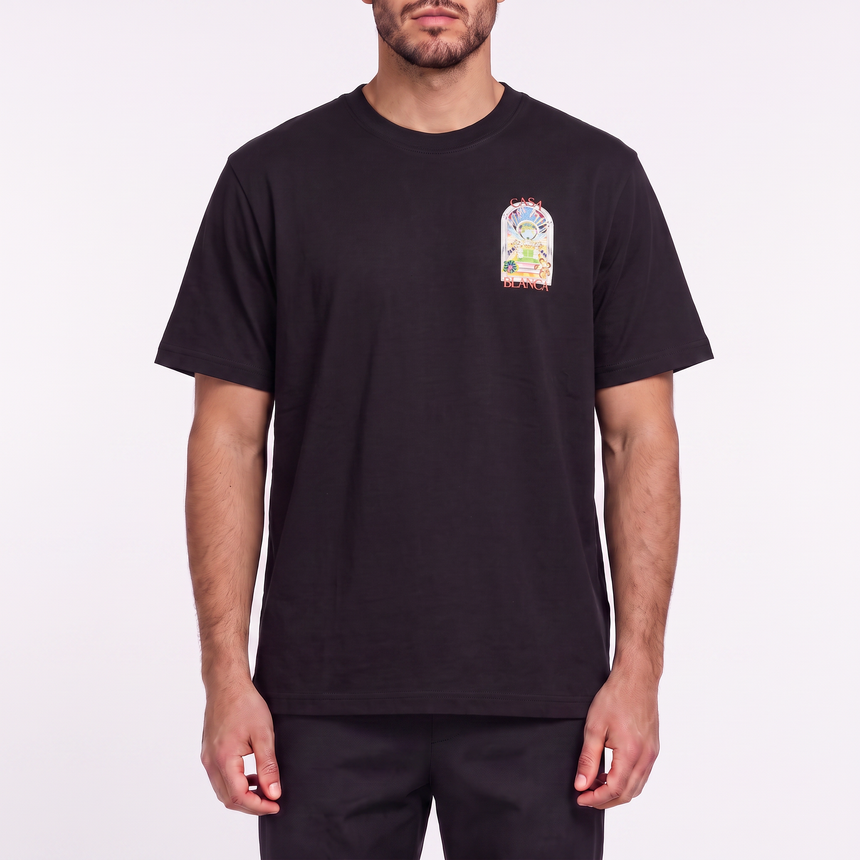 Casablanca Tennis Landscape Short Sleeve T-Shirt in Black