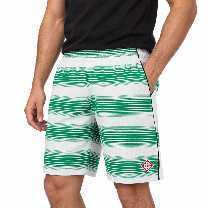 Casablanca Striped Jacquard Track Shorts in White/Green