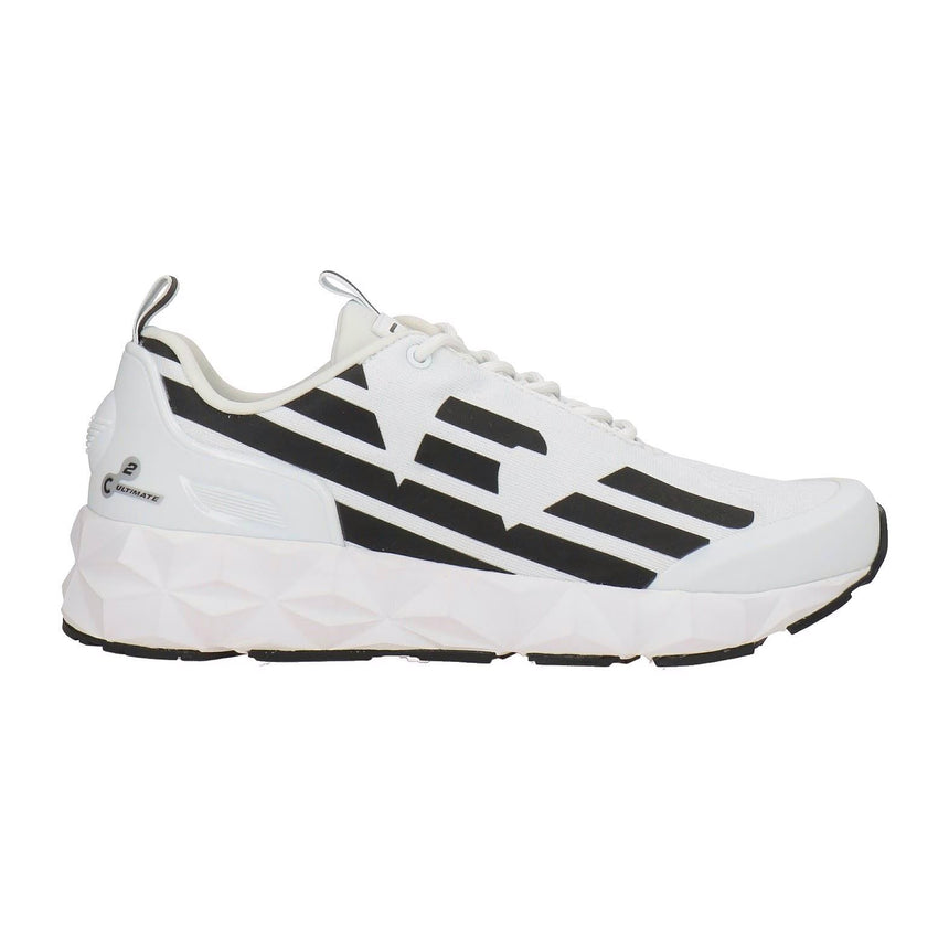 EA7 Emporio Armani Ultimate C2 Kombat Running Sneaker with Ultralight Sole in White and Black