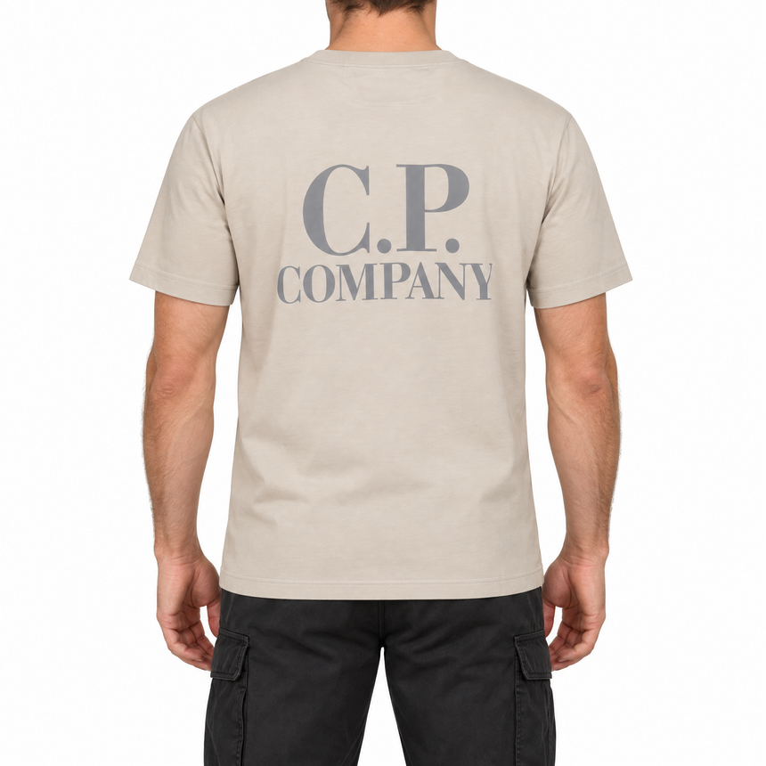 C.P. Company 30/1 Jersey Short Sleeve Left Chest Logo T-Shirt in Dove Grey