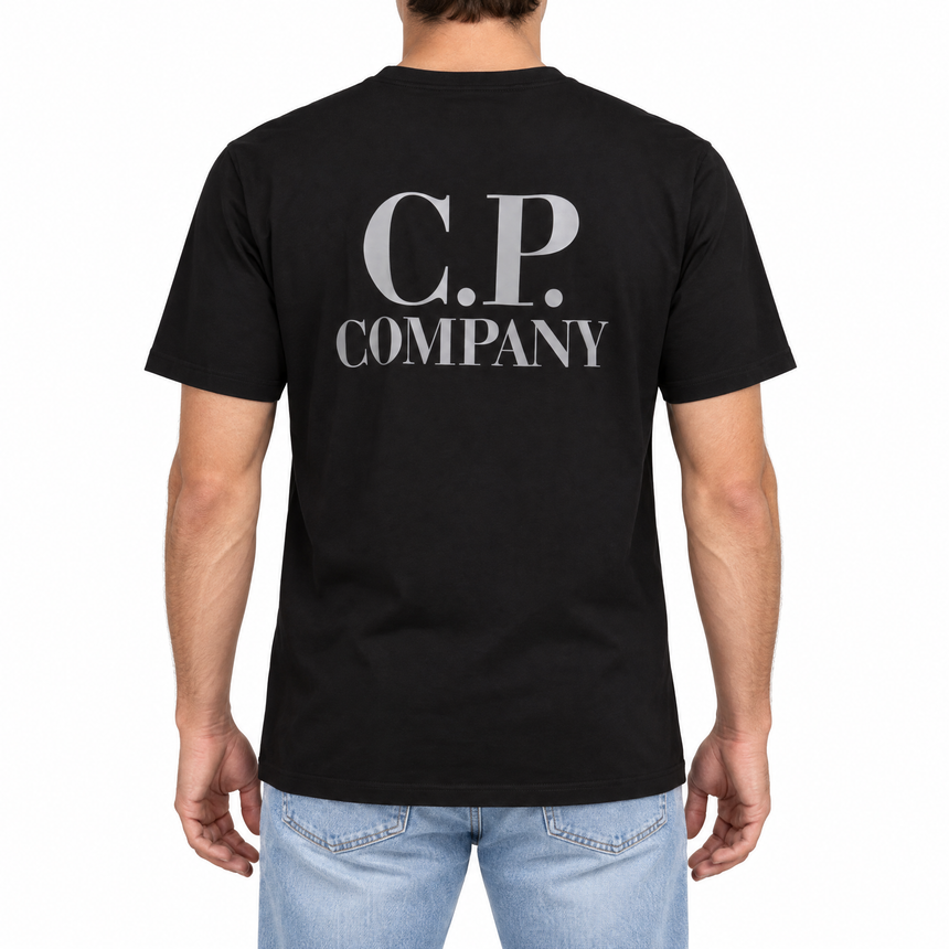 CP Company 30/1 Jersey Short Sleeve Logo T-Shirt in Black