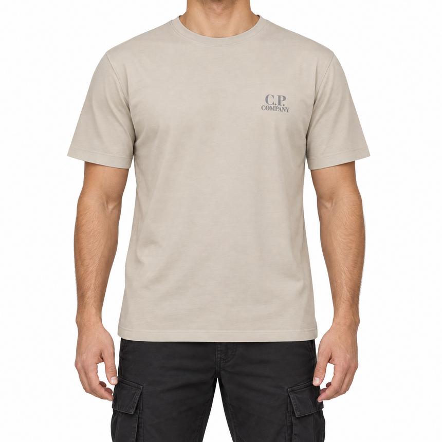 C.P. Company 30/1 Jersey Short Sleeve Left Chest Logo T-Shirt in Dove Grey