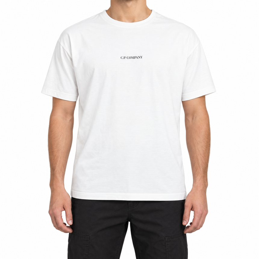 CP Company 30/1 Jersey Short Sleeve Logo T-Shirt in Gauze White