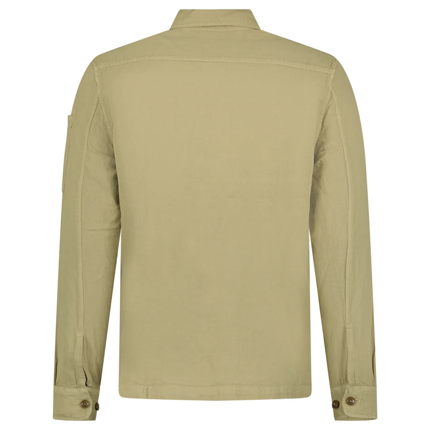 C.P. Company Broken Linen/Cotton Overshirt in Sage Green