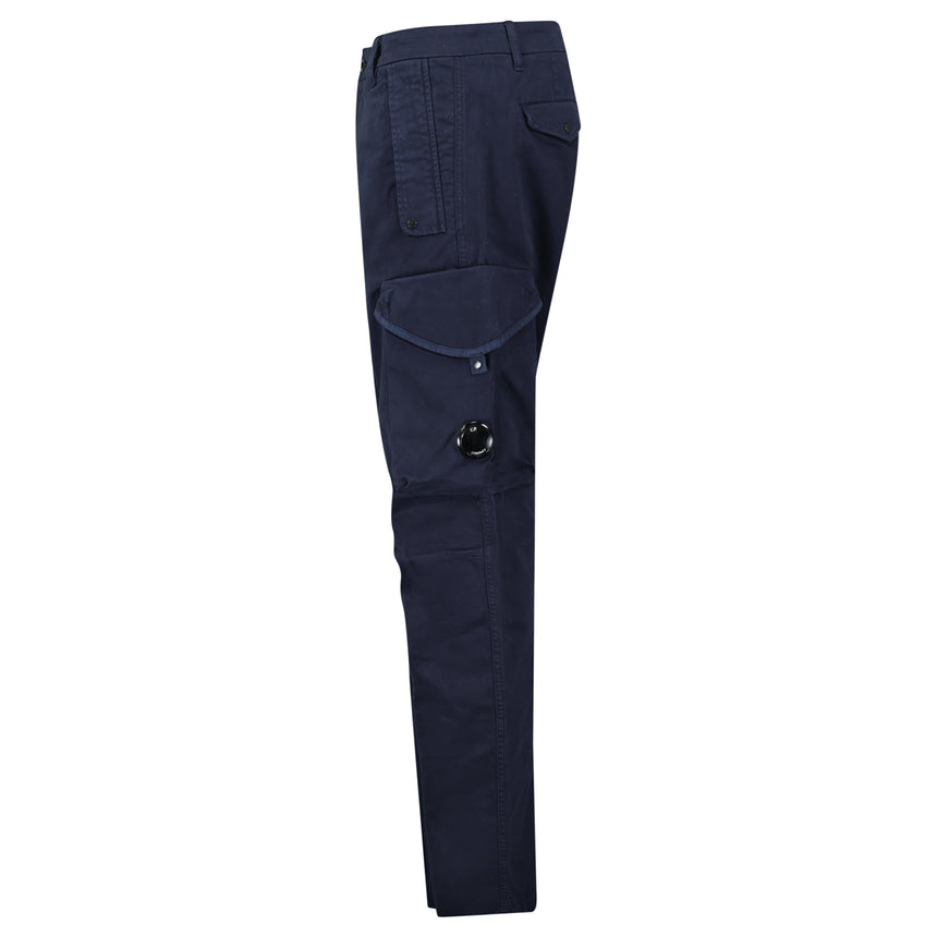 CP Company Stretch Sateen Ergonomic Lens Cargo Pants in Navy