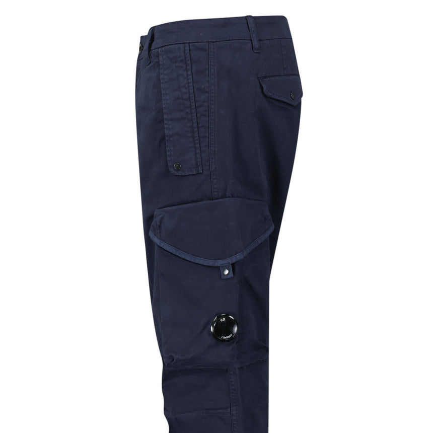CP Company Stretch Sateen Ergonomic Lens Cargo Pants in Navy