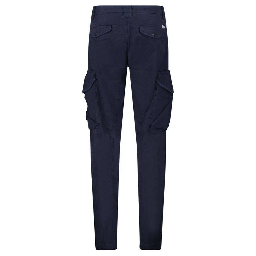 CP Company Stretch Sateen Ergonomic Lens Cargo Pants in Navy
