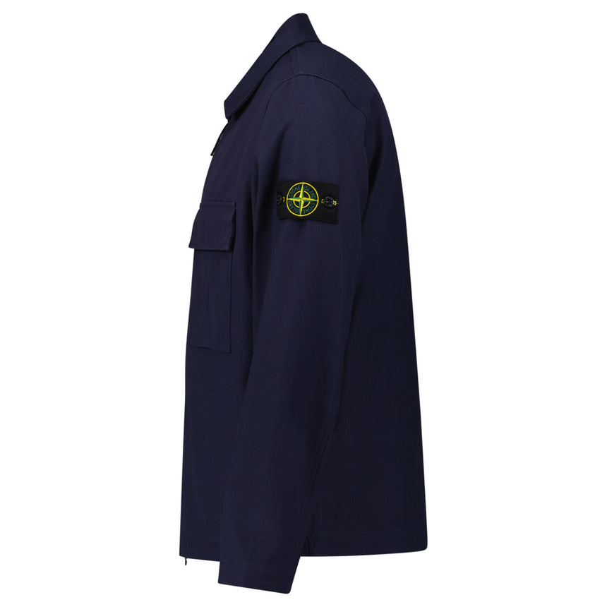 Stone Island Zip Panama Cotton Overshirt in Navy