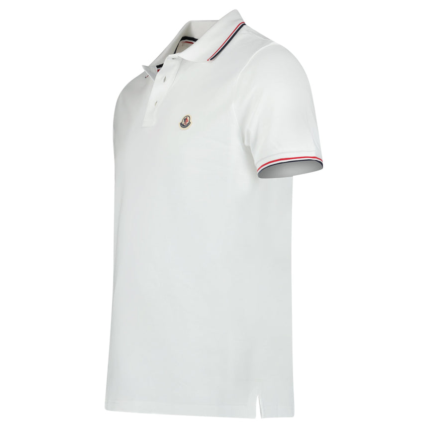 Moncler Tricolour-Trimmed Cotton Piqué Polo Shirt in White