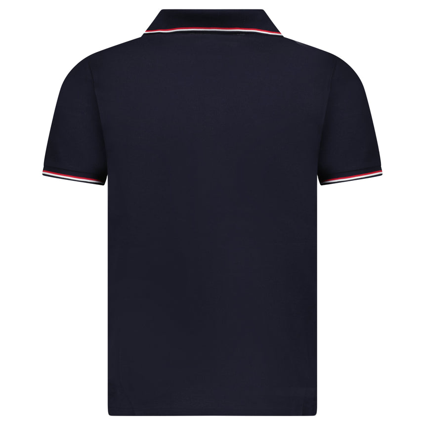 Moncler Tricolour-Trimmed Cotton Piqué Polo Shirt in Navy
