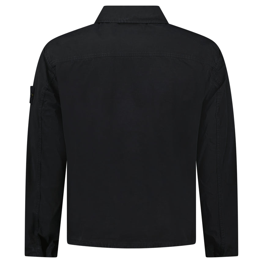 Stone Island Mercerised Organic Cotton Ripstop Overshirt in Black