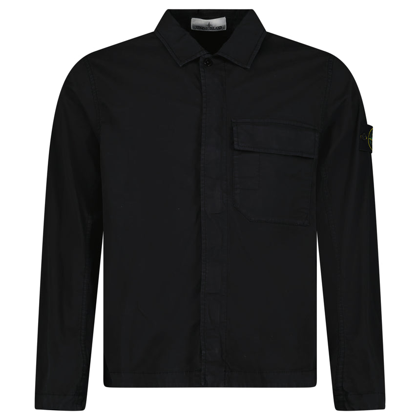 Stone Island Stretch Organic Cotton Twill Overshirt in Black