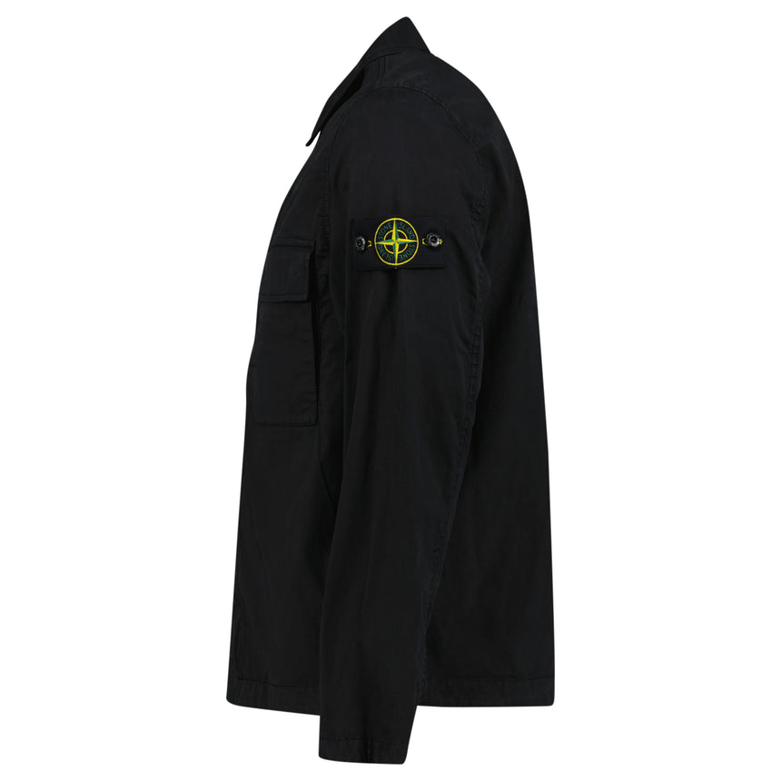 Stone Island Stretch Organic Cotton Twill Overshirt in Black