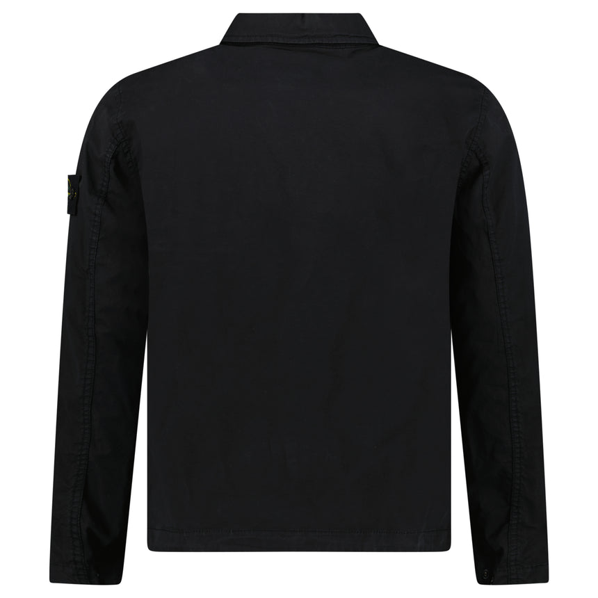 Stone Island Stretch Organic Cotton Twill Overshirt in Black