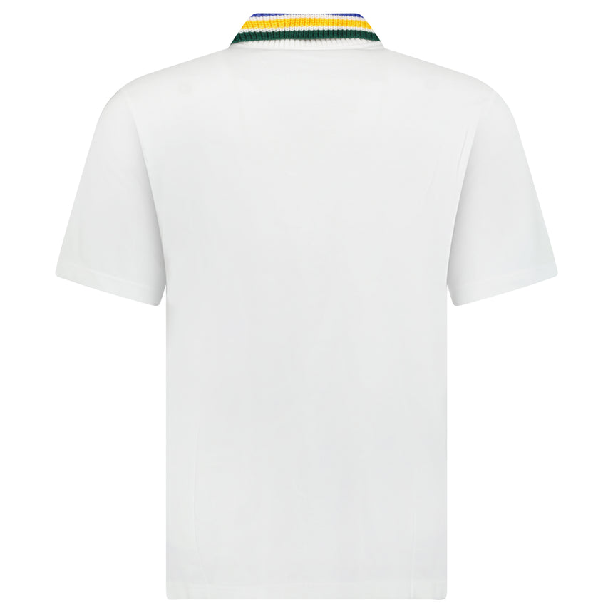 Casablanca Primary Stripe Knit Collar Classic Polo in Bright White