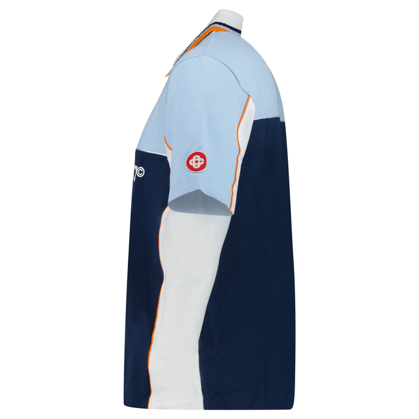 Casablanca Oversized Colour Block Polo Shirt in Pale Blue, White and Navy