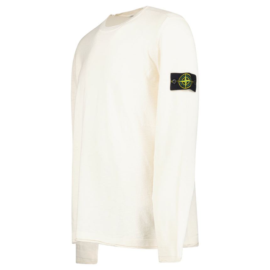 Stone Island Organic Cotton and Nylon Crewneck Jumper in Ivory