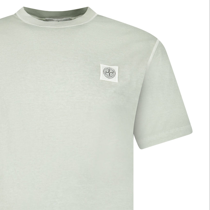 Stone Island Organic Cotton Jersey 'FISSATO' Effect T-Shirt in Sage Green