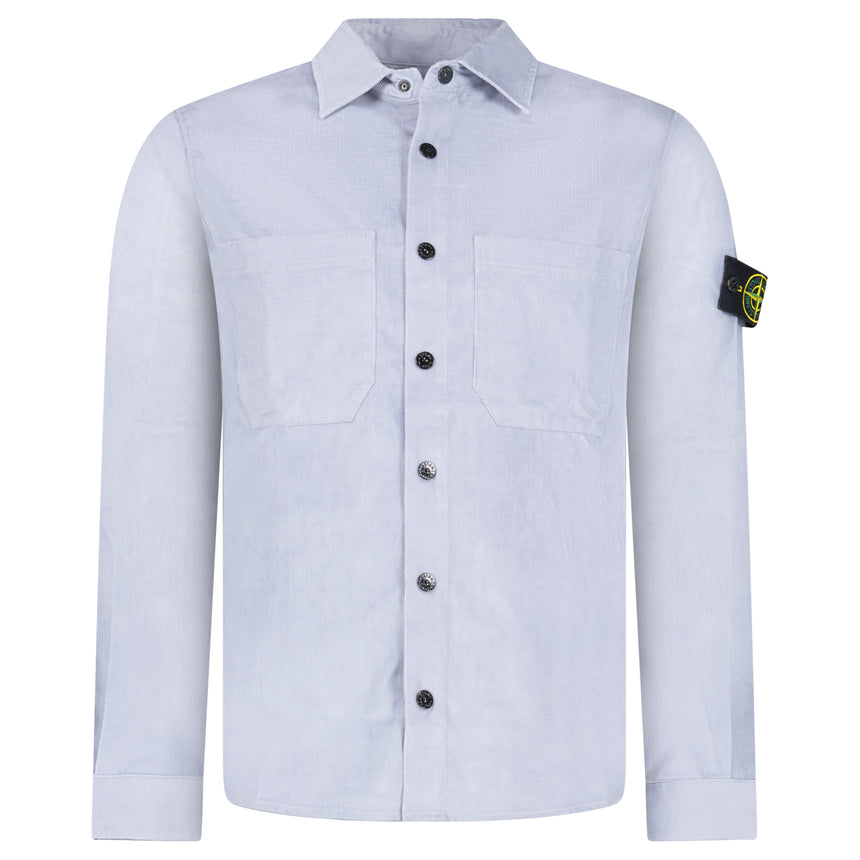 Stone Island Cotton Micro-Corduroy Overshirt in Avio Blue