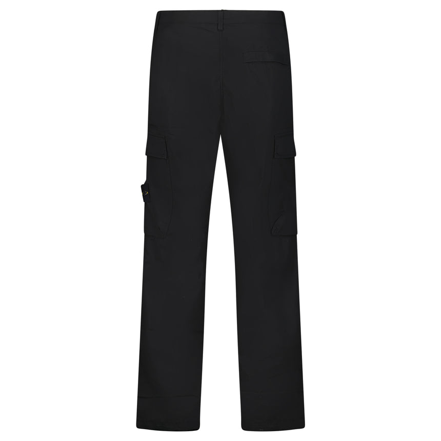 Stone Island Stretch Cotton Tela 'Paracadute' Loose Fit Cargo Trousers in Black