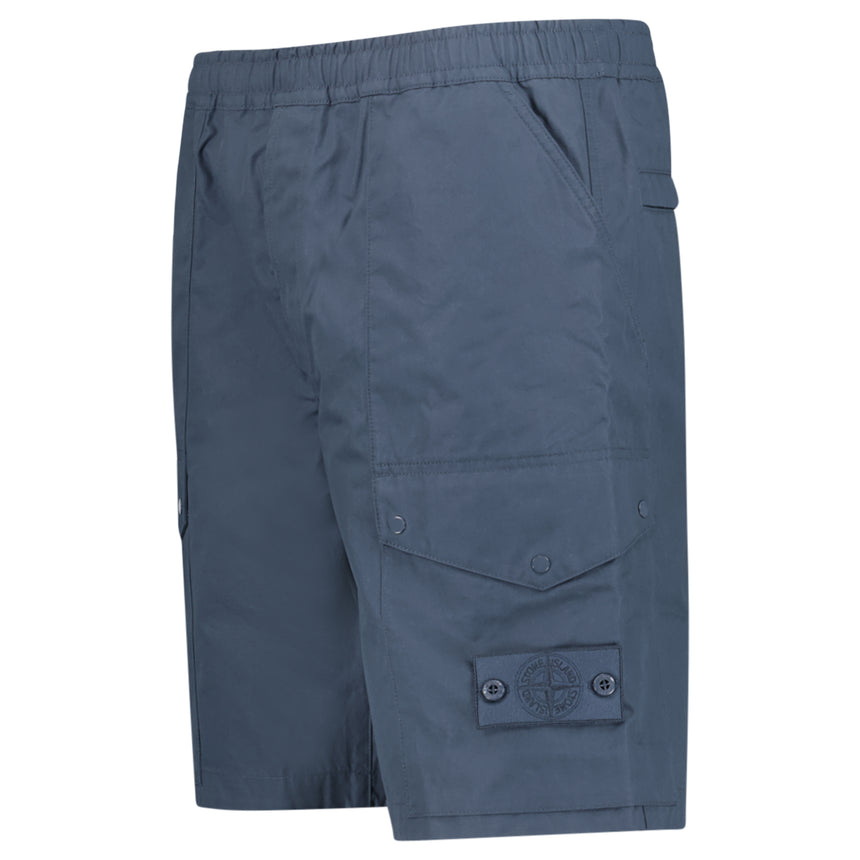 Stone Island All-Weather Cotton Canvas Ghost Cargo Shorts in Slate Blue