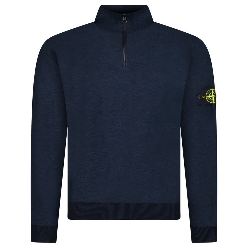 Stone Island Quarter Zip Knit Jumper in Navy