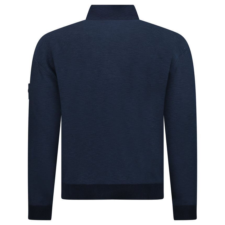 Stone Island Quarter Zip Knit Jumper in Navy