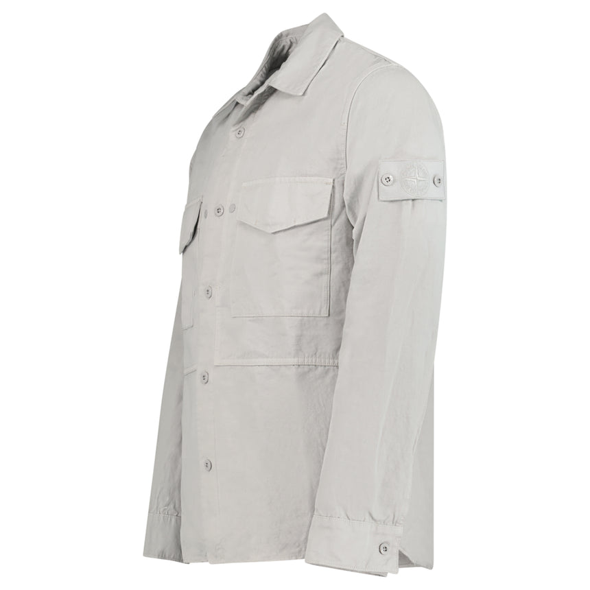 Stone Island Ghost Cotton Linen Canvas Overshirt in Dust Grey