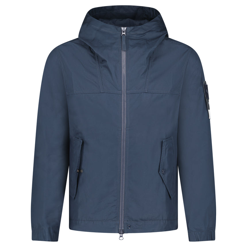 Stone Island All-Weather Cotton Canvas S.I. Ghost Hooded Jacket in Navy