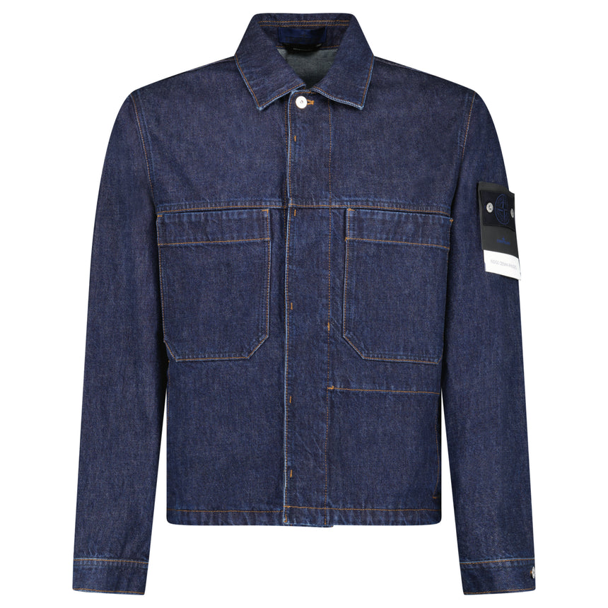 Stone Island Indigo Denim-Rinsed Coach Jacket in Blue Rinse