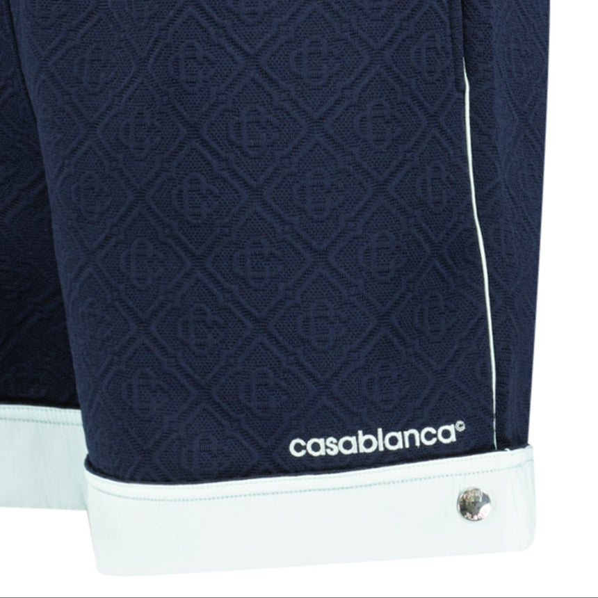 Casablanca Monogram Jacquard Knit Shorts in Navy