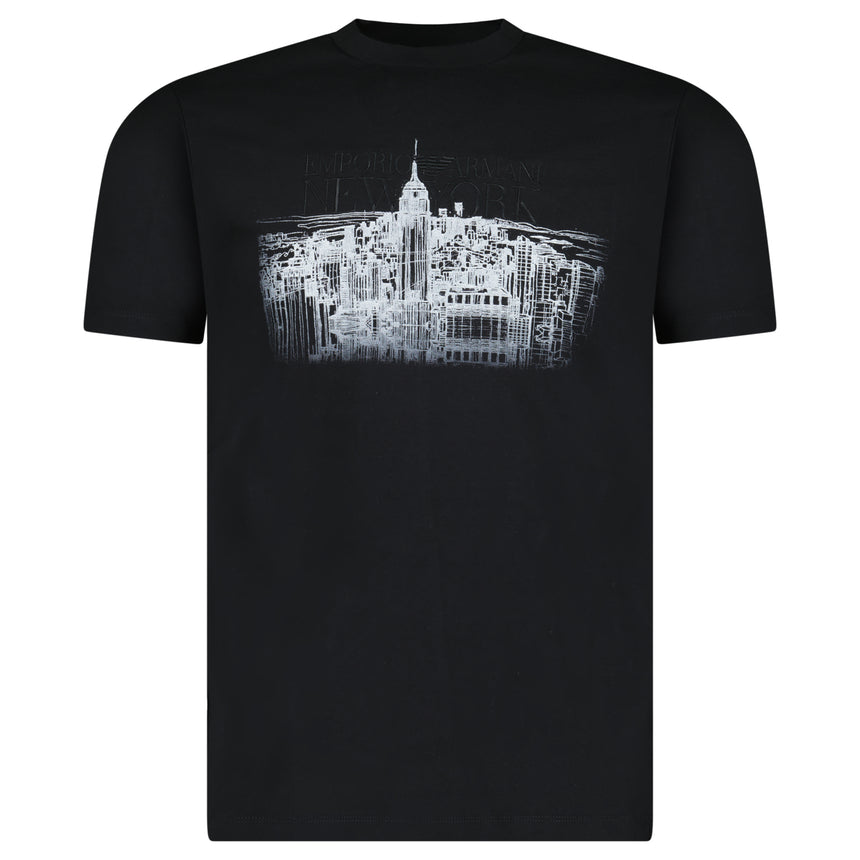 Armani New York Skyline Graphic T-Shirt in Black