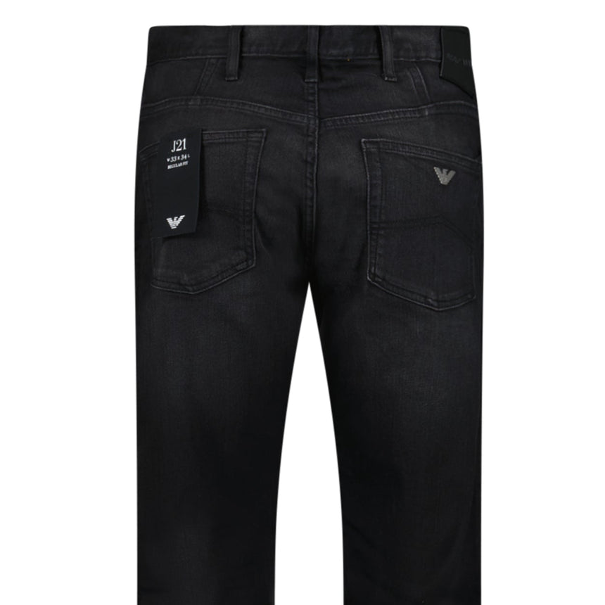 Emporio Armani J21 Regular Fit Jeans in Washed Black