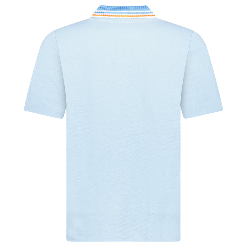 Casablanca Knit Piqué Short Sleeve Polo Shirt in Pale Blue