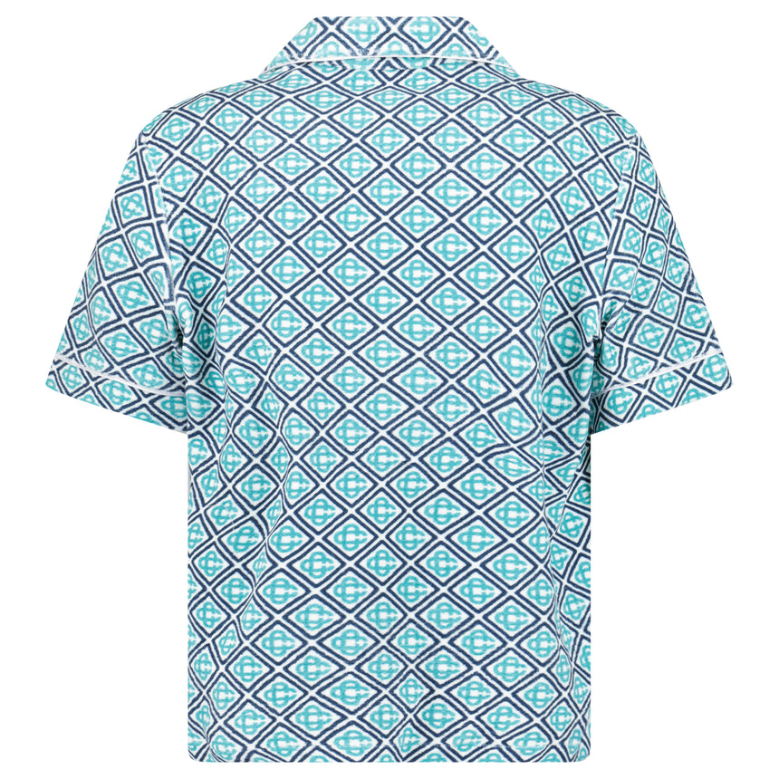 Casablanca Monogram Short Sleeve Towelling Shirt in Turquoise Green