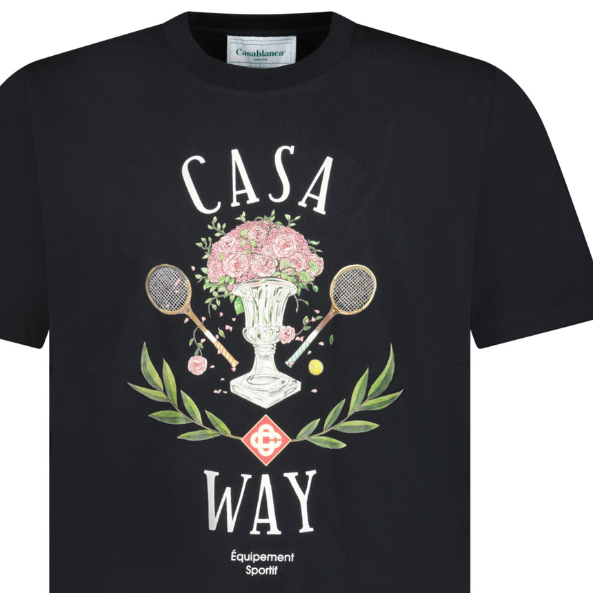 Casablanca "Casa Way" Rose Vase Printed T-Shirt in Black