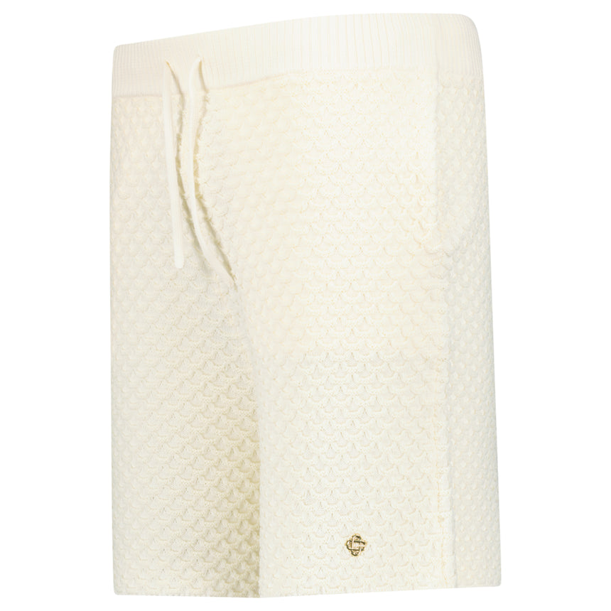 Casablanca Logo Textured Cotton-Blend Shorts in Light Beige