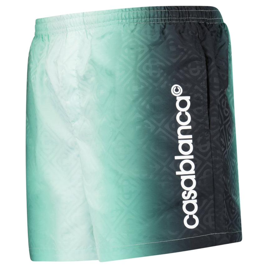 Casablanca Gradient Monogram Jacquard Swim Shorts in Teal Green