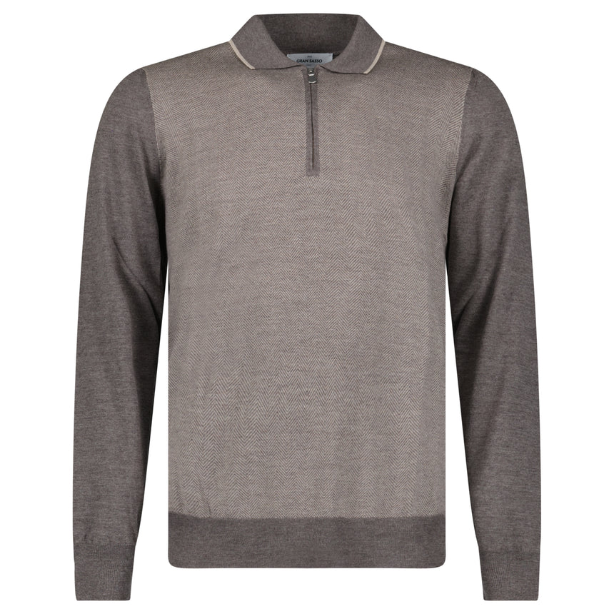 Gran Sasso Quarter Zip Wool Jumper in Brown