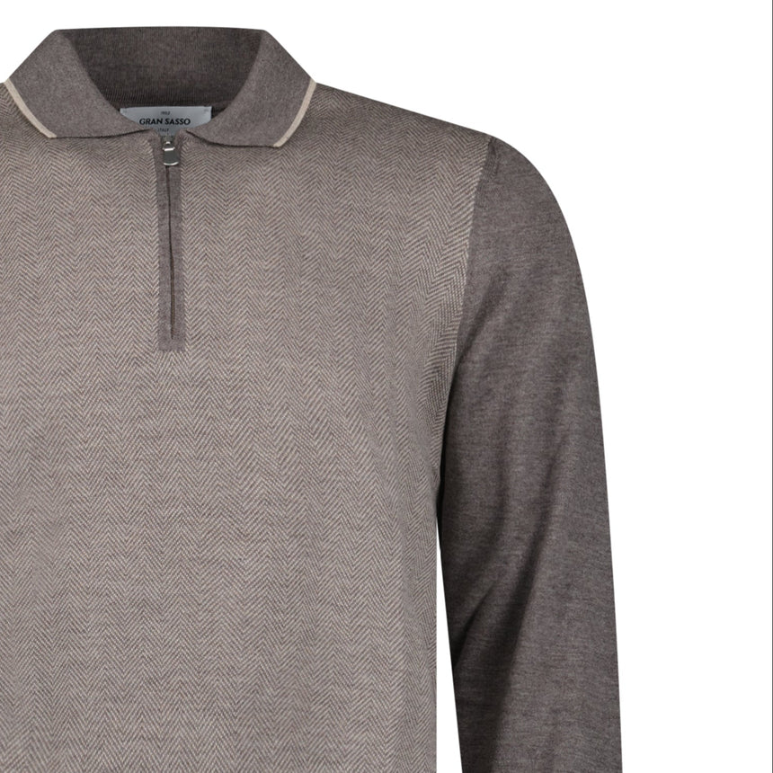 Gran Sasso Quarter Zip Wool Jumper in Brown