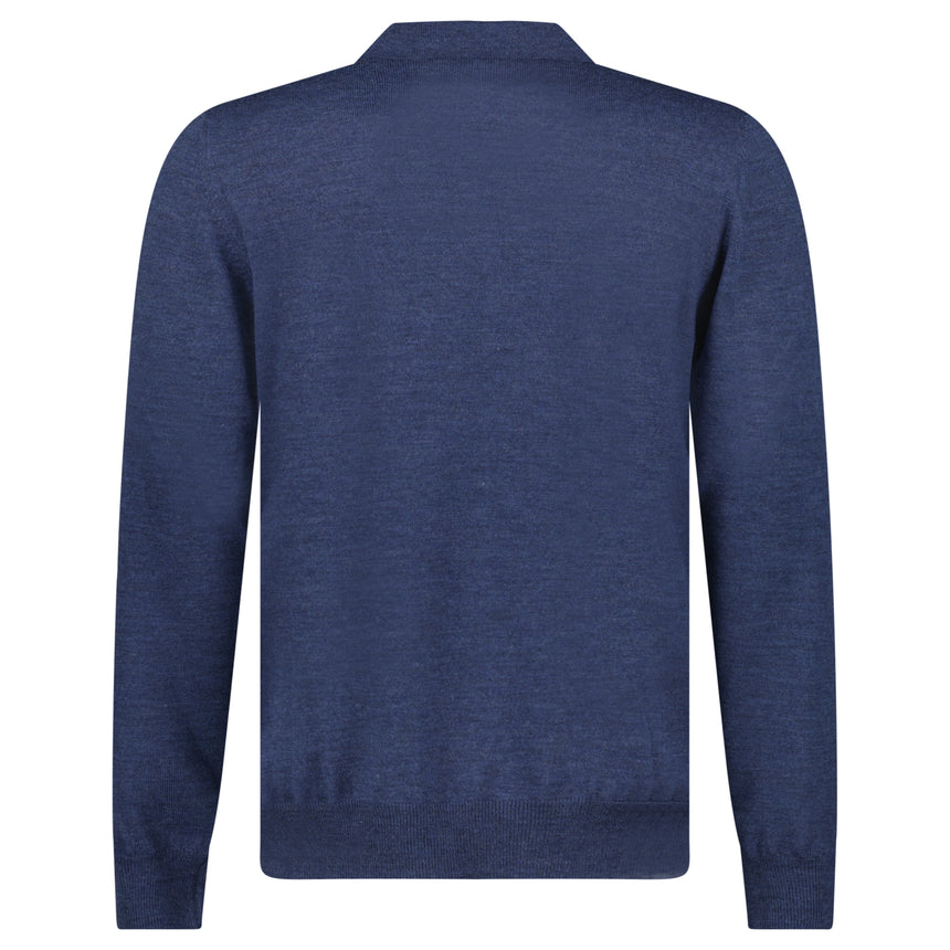 Gran Sasso Quarter Zip Wool Jumper in Dark Blue