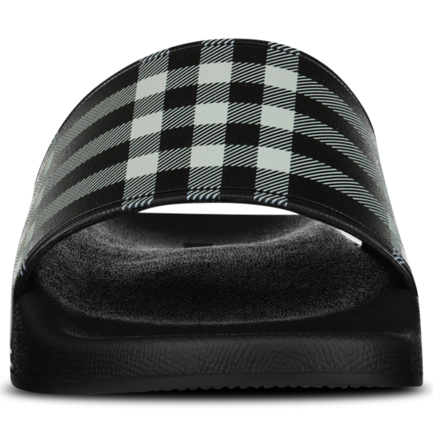 Burberry Furley Check Canvas Sliders Black & White