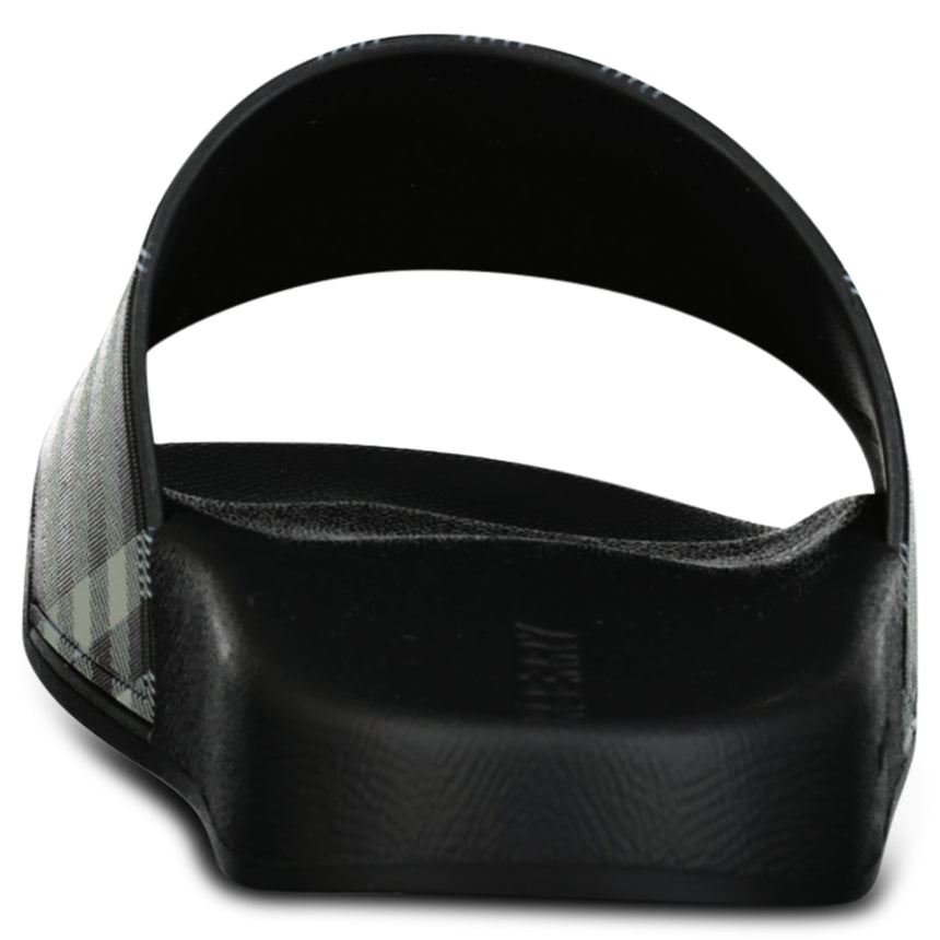 Burberry Furley Check Canvas Sliders Black & White