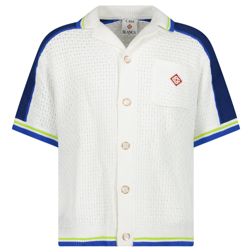 Casablanca Crochet Shirt in White and Blue