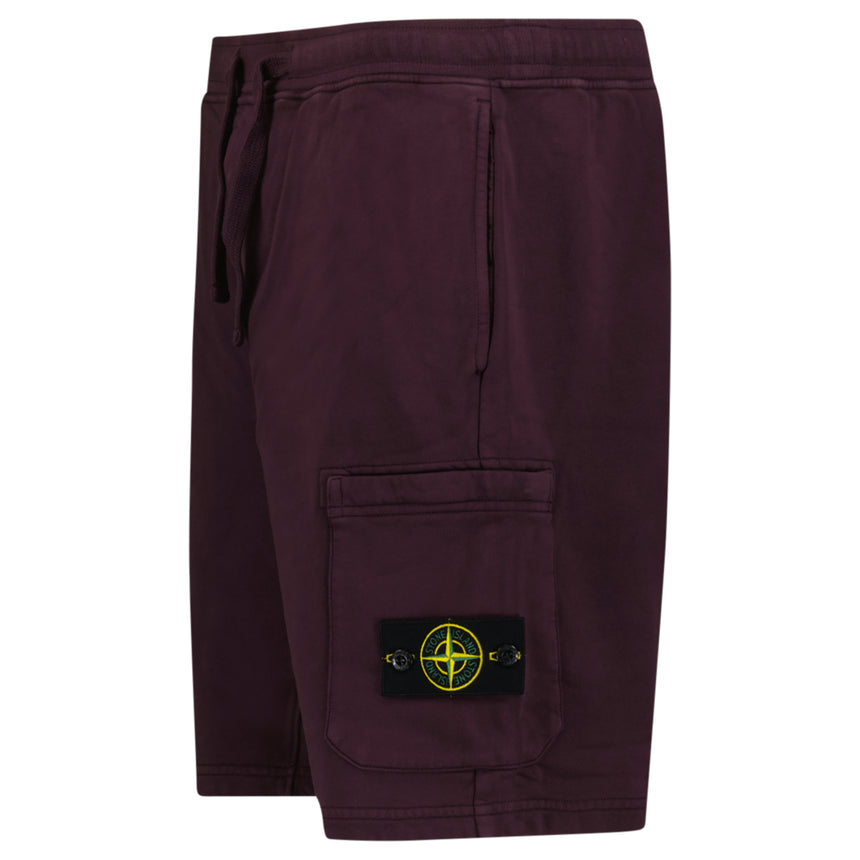 Stone Island Organic Cotton Fleece Jogger Shorts in Amaranth Red