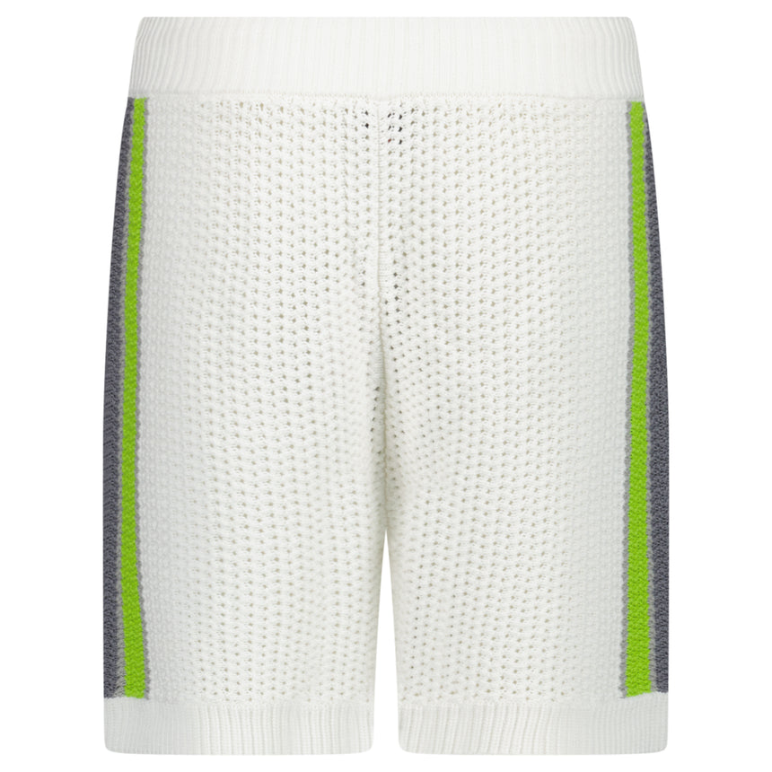 Casablanca Stripe Crochet Shorts in White and Green