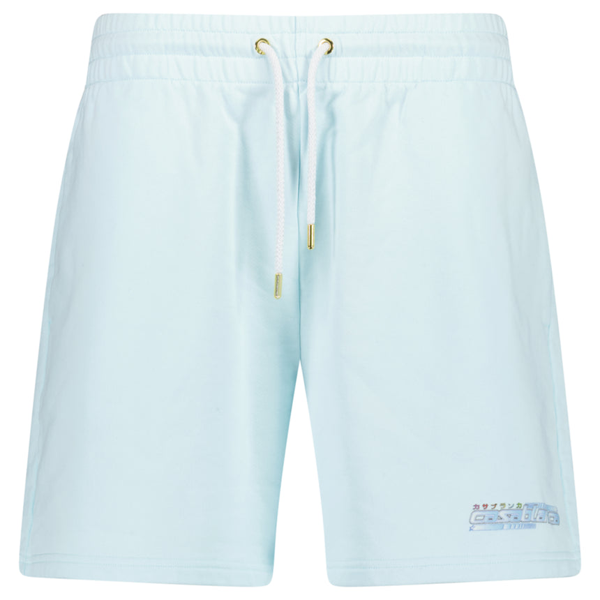 Casablanca Drawstring Cotton Shorts in Light Blue