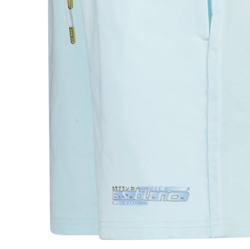 Casablanca Drawstring Cotton Shorts in Light Blue