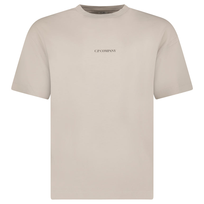 CP Company 30/1 Jersey Short Sleeve Logo T-Shirt in Dove Beige