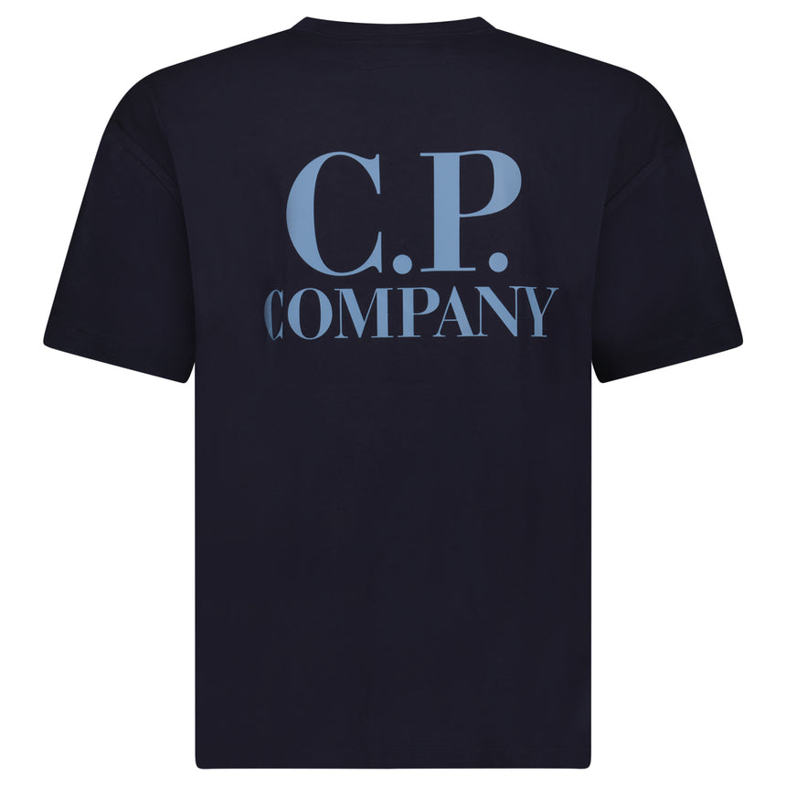CP Company 30/1 Jersey Short Sleeve Logo T-Shirt in Navy